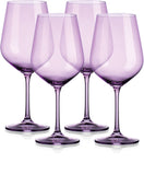 Set of Four Purple Crystal Balloon Bowl Stemmed Red Wine Glass