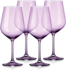 Set of Four Purple Crystal Balloon Bowl Stemmed Red Wine Glass