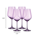 Set of Four Purple Crystal Balloon Bowl Stemmed Red Wine Glass