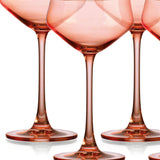 Set of Four Translucent Blush Coral Coupe Glasses