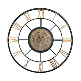 56" Circle Copper Metal and Glass Analog Exposed Gear Wall Clock