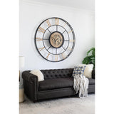 56" Circle Copper Metal and Glass Analog Exposed Gear Wall Clock