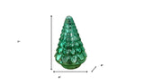 7" Embossed Green Glass Christmas Tree Sculpture