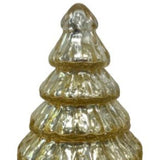 7" Embossed Gold Glass Christmas Tree Sculpture