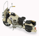 10" Cream Metal Hand Painted Early 1900's Police Motorcycle Model Model Motorcycle