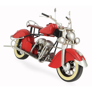 8" Red and Silver Metal Hand Painted Model Motorcycle