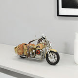 9" Cream Metal Hand Painted Vintage Mid-Century Motorcycle Model Motorcycle