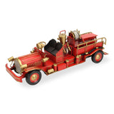 6" Red and Gold Metal Hand Painted Early 20th Century Red Fire Engine Model Car