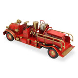 6" Red and Gold Metal Hand Painted Early 20th Century Red Fire Engine Model Car