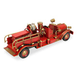 6" Red and Gold Metal Hand Painted Early 20th Century Red Fire Engine Model Car