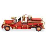 6" Red and Gold Metal Hand Painted Early 20th Century Red Fire Engine Model Car