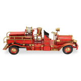 6" Red and Gold Metal Hand Painted Early 20th Century Red Fire Engine Model Car