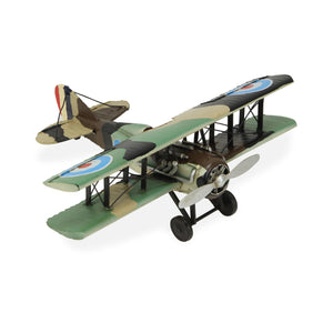 5" Green Metal Hand Painted 1918 Aviation Military Plane Model Airplane