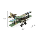 5" Green Metal Hand Painted 1918 Aviation Military Plane Model Airplane