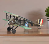 5" Green Metal Hand Painted 1918 Aviation Military Plane Model Airplane