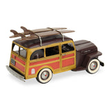 8" Yellow and Brown Metal Hand Painted 1948 Brown Woody Model Car