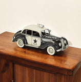 5" Cream Metal Hand Painted Early 20th Century Style Police Car Model Car