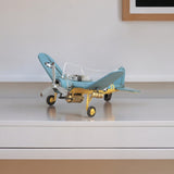 6" Yellow and Green Metal Hand Painted 1942's F-4 Corsair Model Airplane