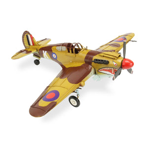 6" Yellow and Brown Metal Hand Painted 1941's P-40 Fighter Model Airplane