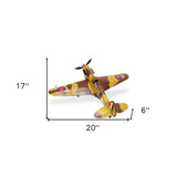 6" Yellow and Brown Metal Hand Painted 1941's P-40 Fighter Model Airplane