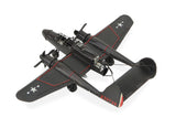 4" Black and Red Metal Hand Painted P-61 Black Widow Model Airplane