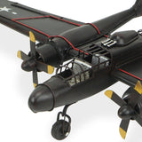 4" Black and Red Metal Hand Painted P-61 Black Widow Model Airplane