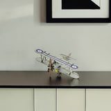 5" Blue and Gray Metal Hand Painted Model Airplane