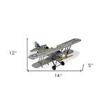 5" Blue and Gray Metal Hand Painted Model Airplane