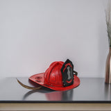 8" Red and Black Metal Fireman Hand Painted Figurine