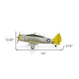 4" Yellow and Gray Metal Hand Painted P-47D Thunderbolt Model Airplane