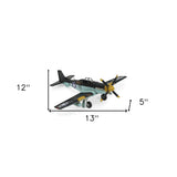 5" Black and Yellow Metal Hand Painted 1940's P-51 Mustang Model Airplane