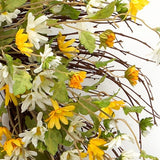 24" Yellow and White Spring Daisy Artificial Wreath