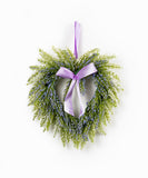 Set Of 9" Purple Artificial Heart Lavender Wreath