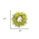 27" Green and Yellow Fern Artificial Wreath