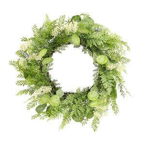 28" Green and White Artificial Fern Wreath