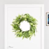 28" Green and White Artificial Fern Wreath