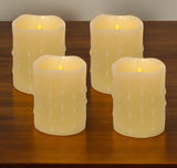 Set of Four Yellow Flameless Pillar Candle