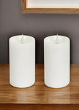 Set of Two White Flameless Pillar Candle