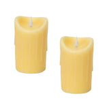 Set of Two Yellow Flameless Pillar Candle