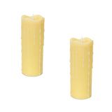 Set of Two Yellow Flameless Pillar Candles