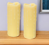 Set of Two Yellow Flameless Pillar Candles