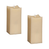 Set of Two Beige Square Flameless Pillar Candles