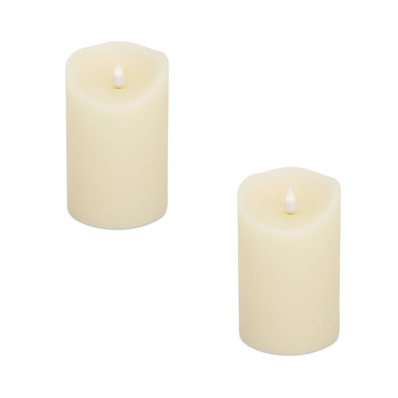 Set of Two Beige Flameless Pillar Candle