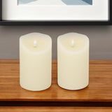 Set of Two Beige Flameless Pillar Candle