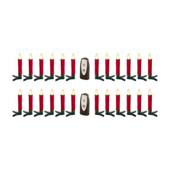 Set of Twentyfour Red Flameless Christmas Clip on Taper Candle