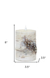 Set of Two Beige and Ivory Faux Birchwood Flameless Pillar Candle