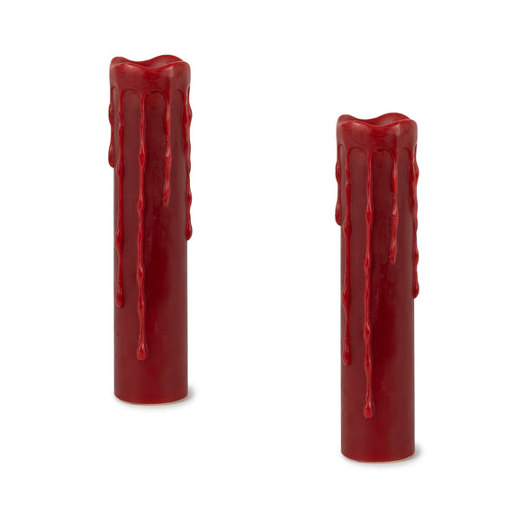 Set of Two Red Flameless Pillar Candle