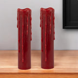 Set of Two Red Flameless Pillar Candle