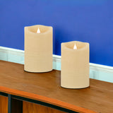 Set of Two Beige Flameless Pillar Candle