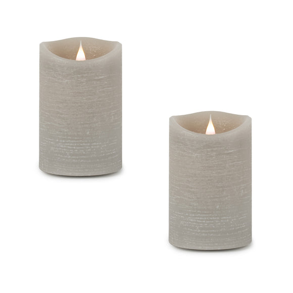 Set of Two Gray Flameless Designer Candles